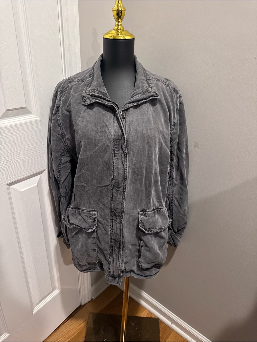 Treasure & Bond 100% Tencel Washed Gray Utility Jacket XL
